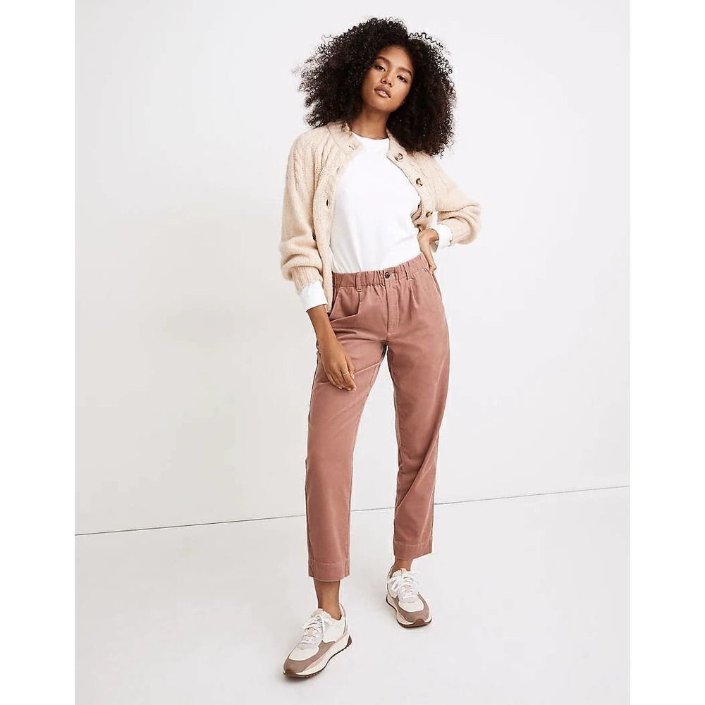 Madewell Corduroy Pull-On Mid-Rise Jogger Pants Sz L pink